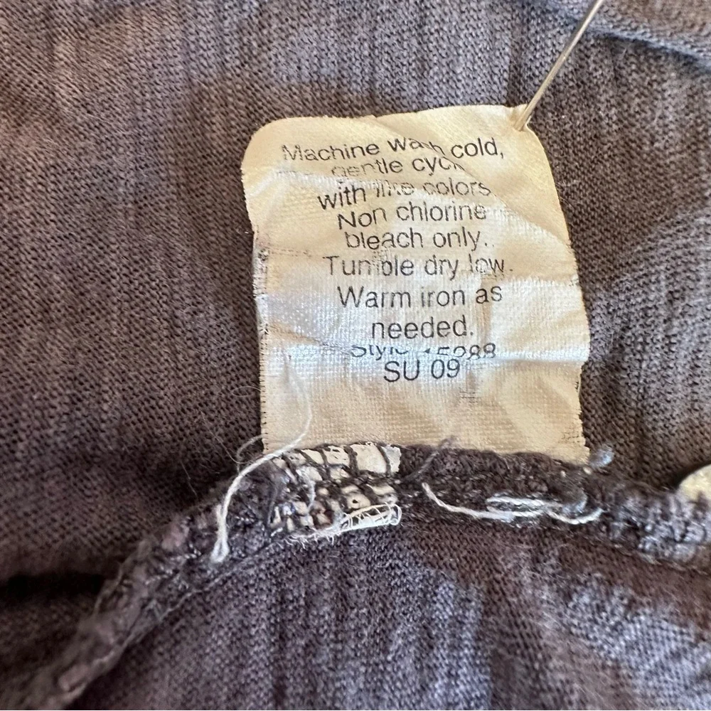 Vintage Style Women's J.Crew Dark Gray 3/4 Sleeve Henley Top